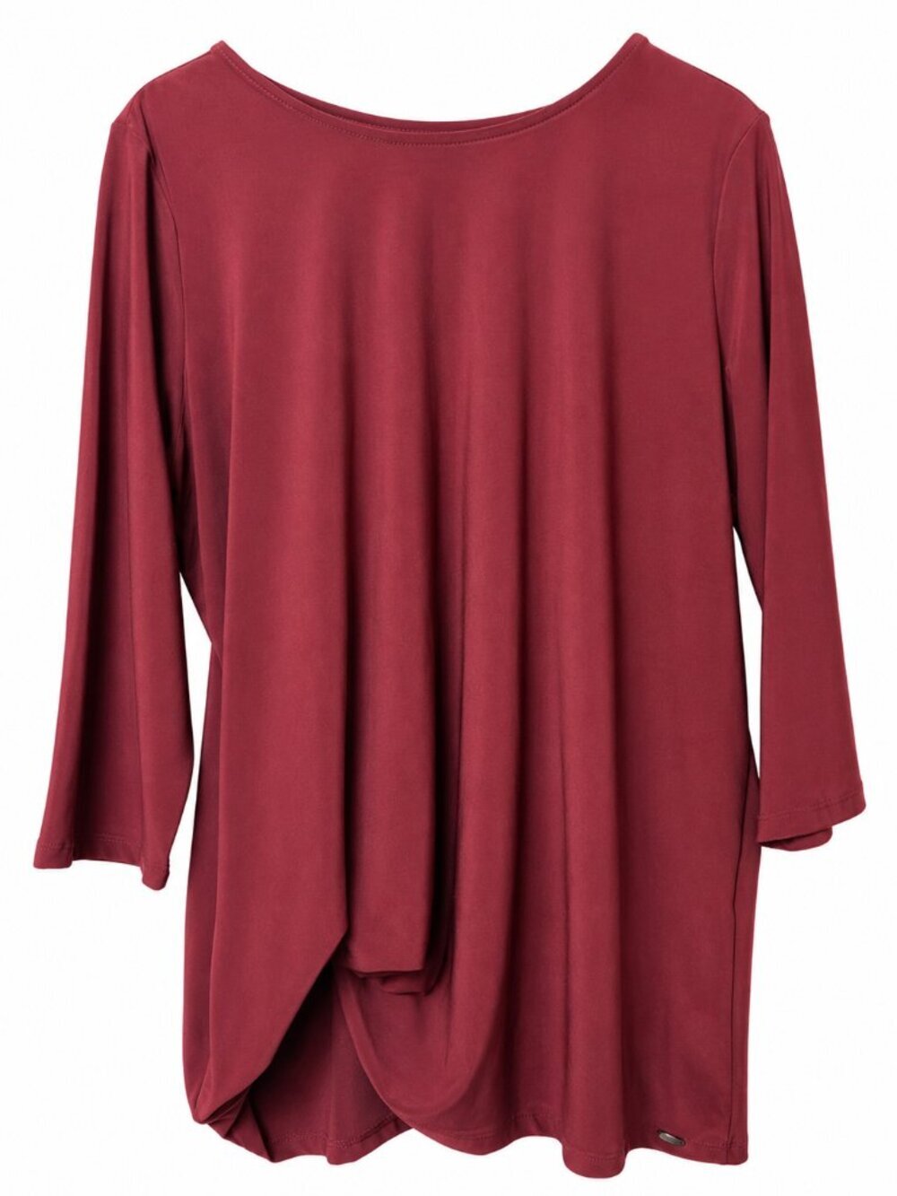 Lisette L Montréal Asymmetrical Tunic Top XL Burgundy 3/4 Sleeve Made in Canada